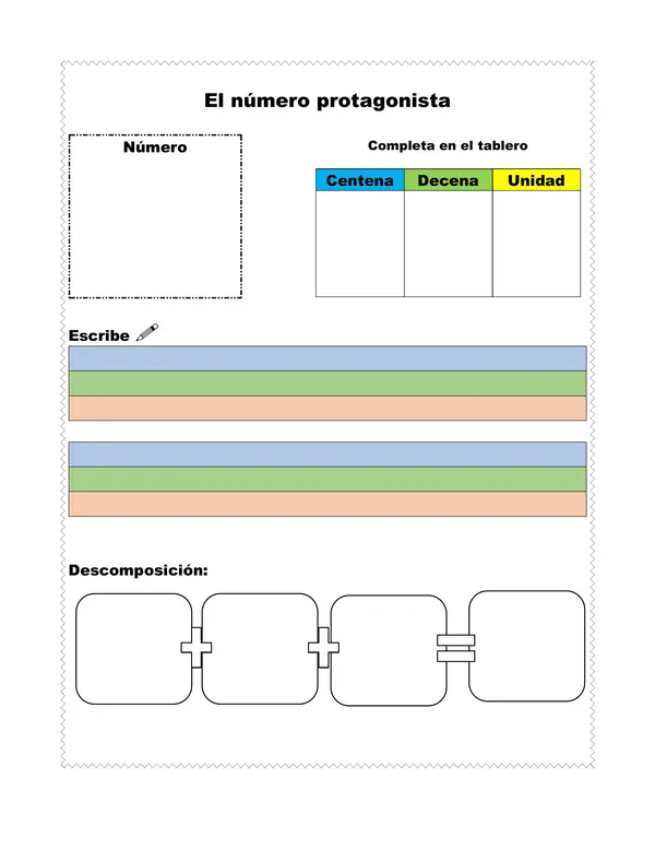 Tablero valor posicional y escritura de números