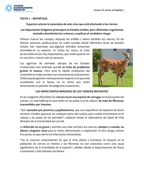 Guía comparación de textos informativos