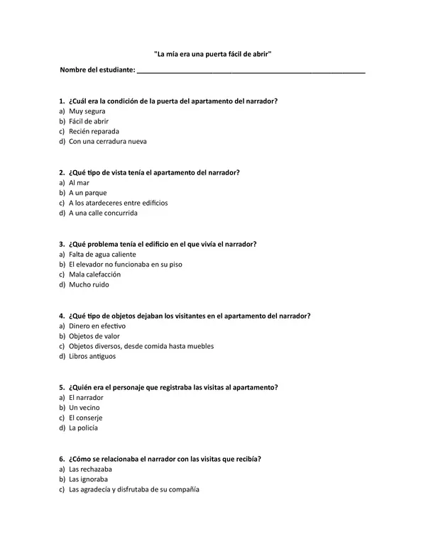 Actividad "La mía era una puerta fácil de abrir"
