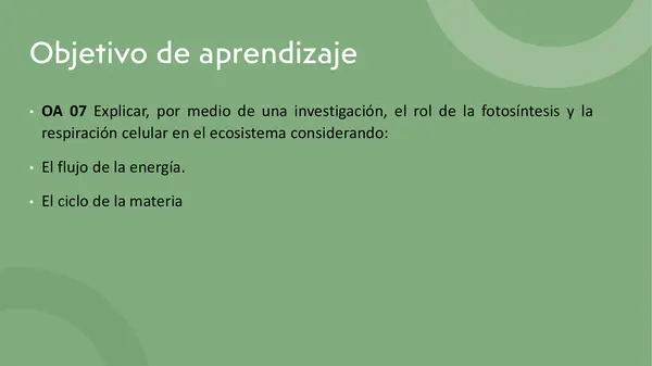 Unidad 3: Biología materia y energía en ecosistema 1°Medio 