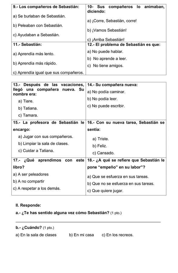 Prueba del libro "Corre Sebastián corre" 