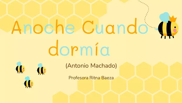 PowerPoint editable poema Anoche cuando dormía de Antonio Machado