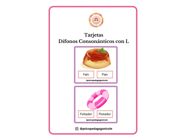 Tarjetas con Dífonos Consonánticos con L