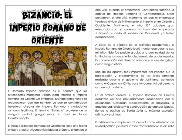 Guía de trabajo - Imperio Bizancio