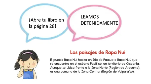 Clase 5 Lección 2 Unidad 1 ¿Cómo son los paisajes de Chile? "Rapa Nui" 2° Básico