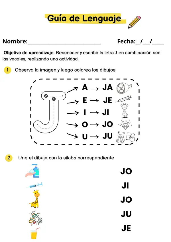 Guía de lenguaje letra J