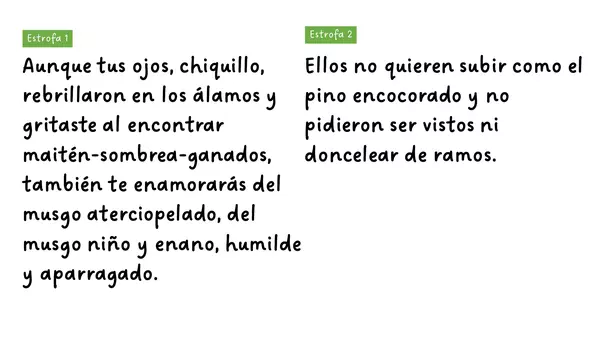 PPT completo clase poema "El musgo" de Gabriela Mistral
