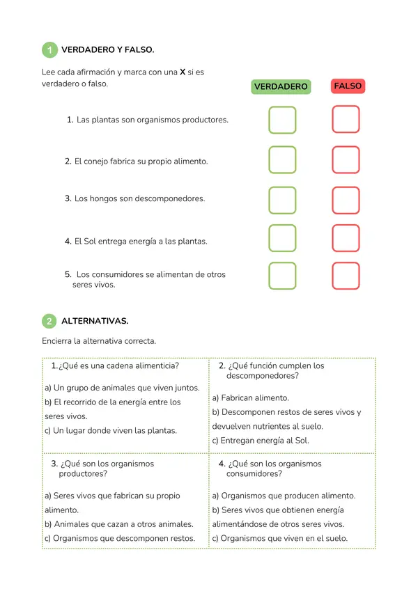 GUÍA DE ESTUDIO "LA CADENA ALIMENTICIA"