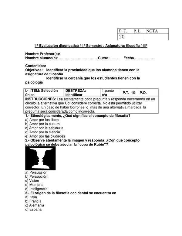 Tercero Medio, Filosofia, diagnostico con solucion