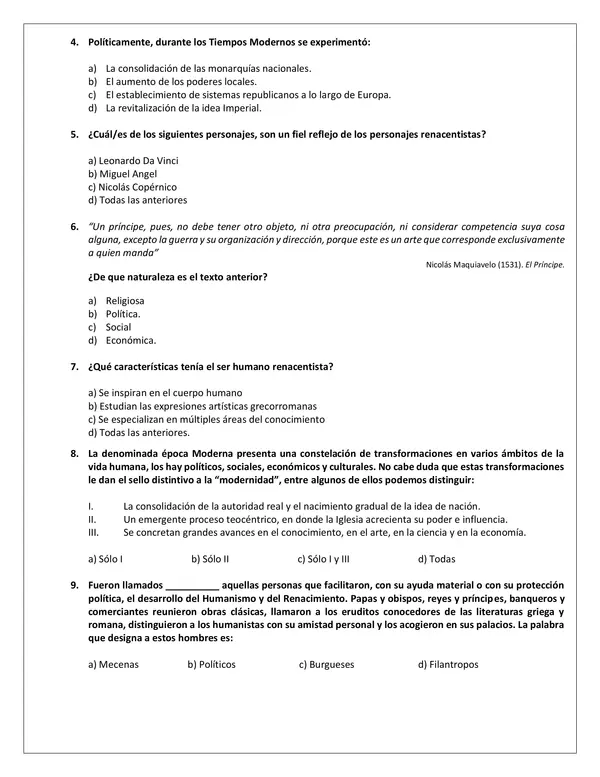 Evaluación N° 1: “El ser humano y el Renacimiento”