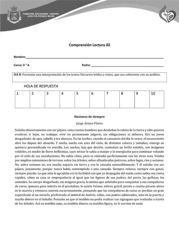 Comprensión de Lectura Segundo Medio 02