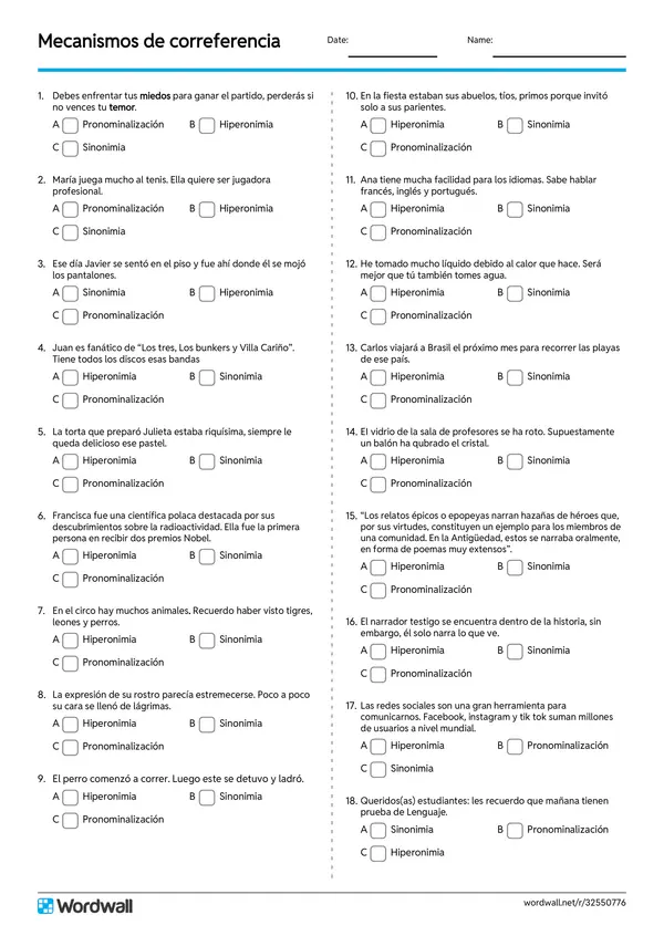 Test mecanismos de correferencia