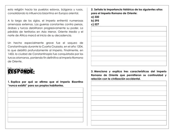 Guía de trabajo - Imperio Bizancio