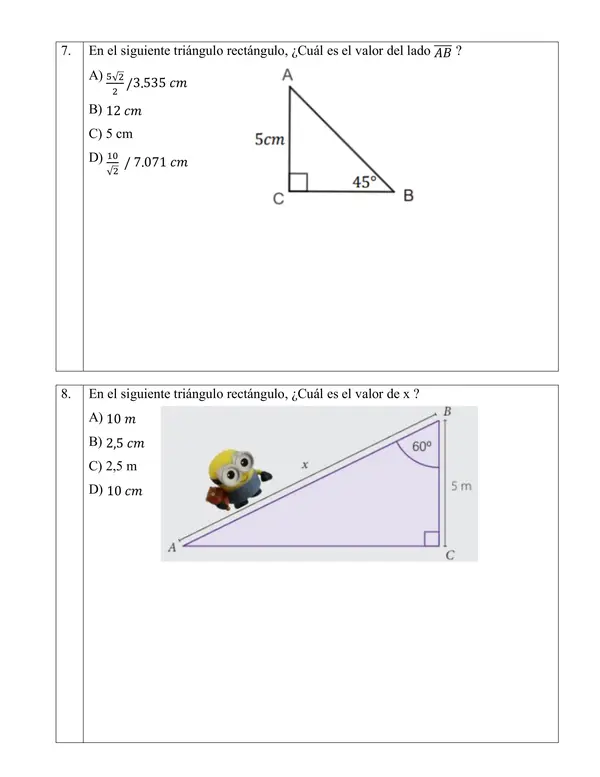 Evaluación trigonometría segundo medio