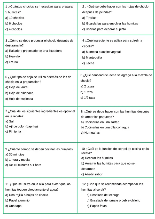 Lenguaje: Comprensión Lectora - Recetas Chilenas
