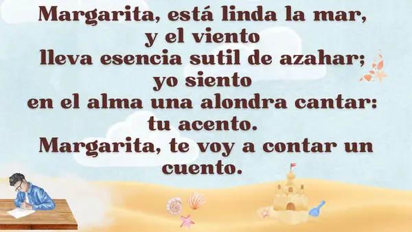 Comprensión lectora de un poema: Margarita está linda la mar