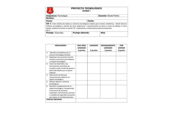 Evaluación tecnología 3° básico 