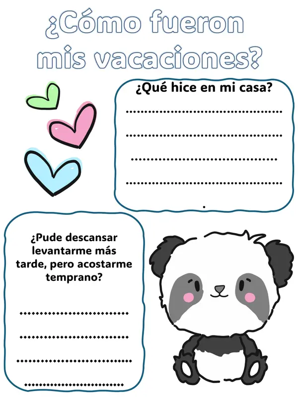 Cómo fueron mi vacaciones, set de fichas