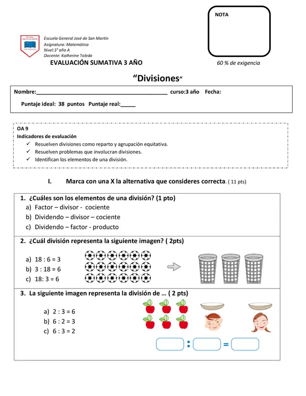 Evaluación divisiones