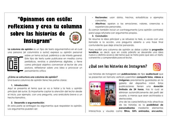 Guía de trabajo - Columna de opinión sobre las historias de Instagram