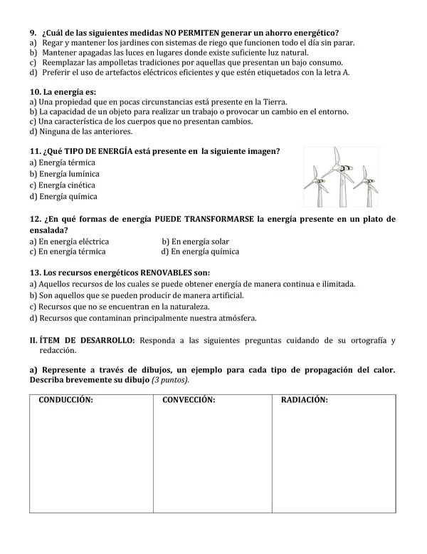 EVALUACIÓN 6° básico: “Unidad 3, Energía y recursos energéticos"