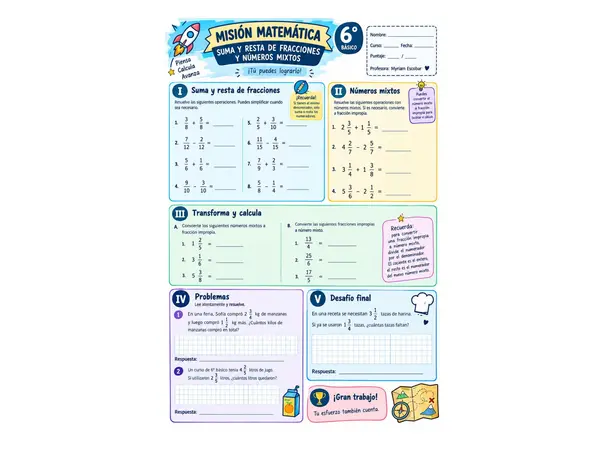 Suma y resta de Fracciones y Números Mixtos