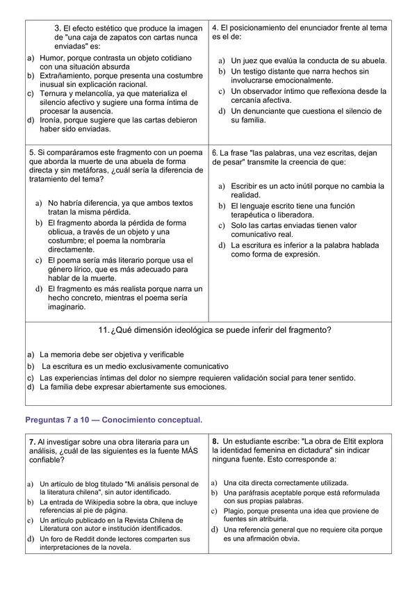 Prueba Lenguaje 4° Medio | Análisis Literario + Interpretación + Comparación de Textos