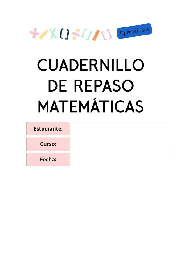 Cuadernillo de repaso matemáticas 4to básico