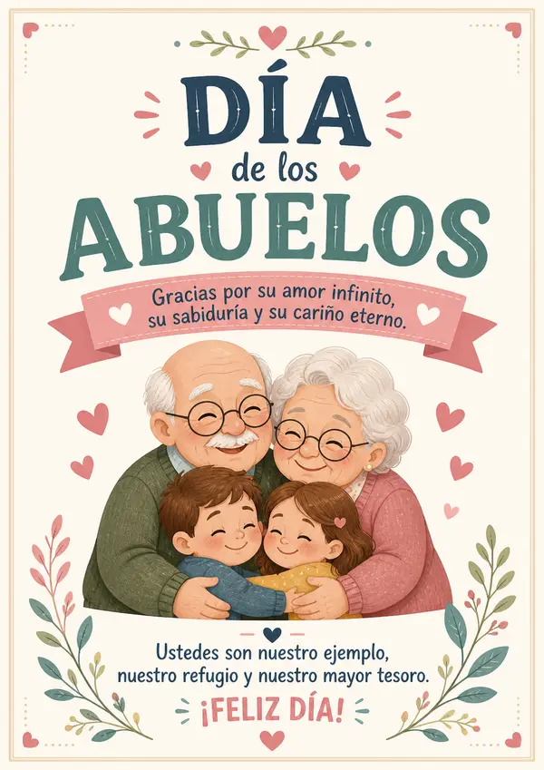 Día de los abuelos póster afiche cartel