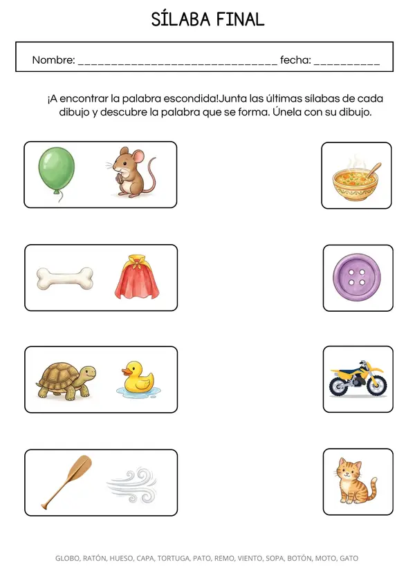 Sílaba Final 3 - Conciencia Fonológica