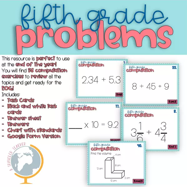 5th Grade Math review EOG Preparation Computation Problems