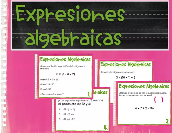 Expresiones algebraicas tarjetas problemas