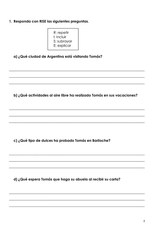 Comprensión de lectura (Carta - 2)