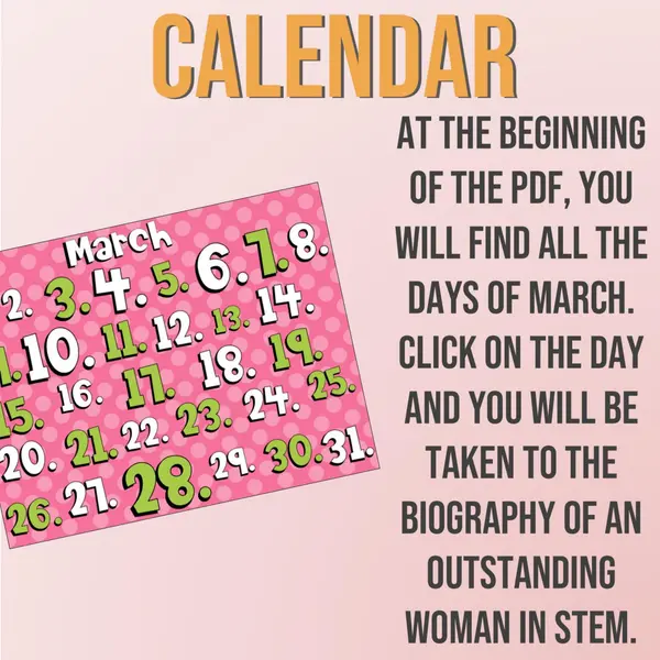International Women's Month - Women in STEM Calendar