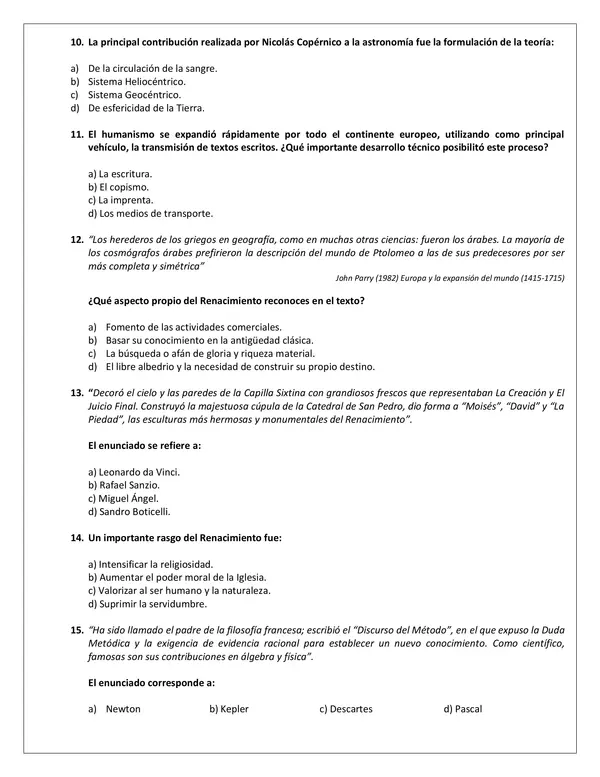 Evaluación N° 1: “El ser humano y el Renacimiento”
