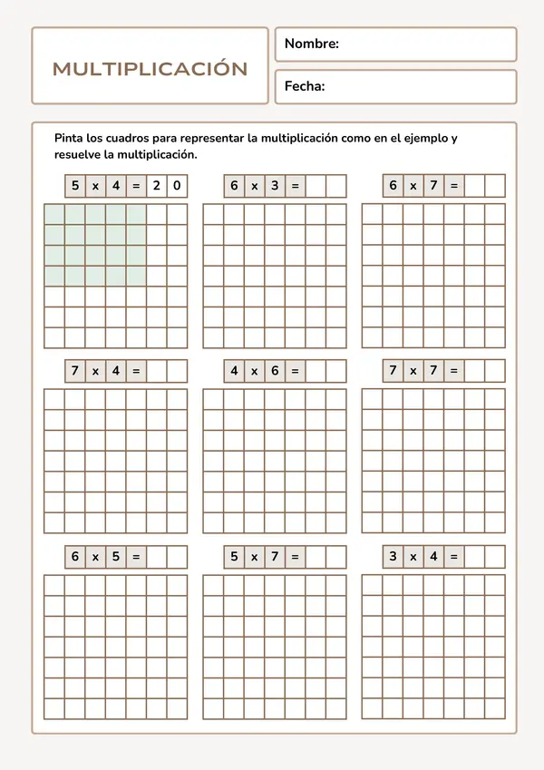 Ejercicios de tablas de multiplicar