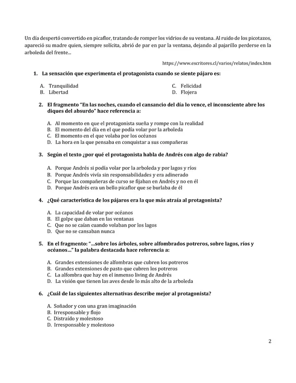 Comprensión de Lectura Segundo Medio 02