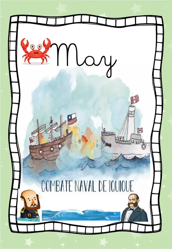 Carteles meses del año en inglés con temáticas de acontecimientos