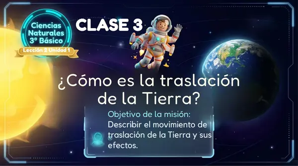Clase 3 Lección 2 Unidad 1 "¿Cómo es la traslación de la Tierra?" 3° Básico