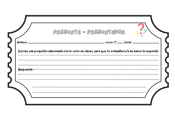 Ticket de salida: pregunta-preguntador
