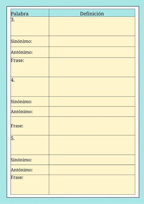 Ficha de vocabulario