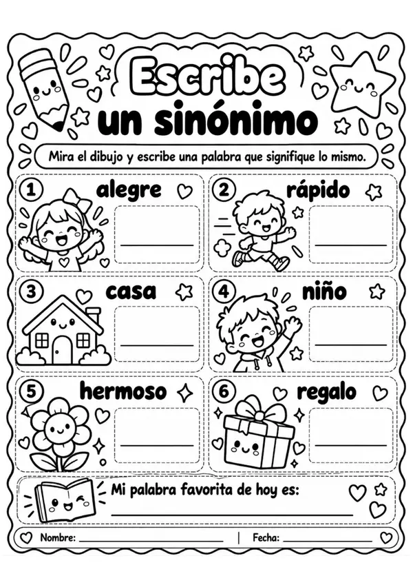 Cuadernillo de sinónimos y antónimos