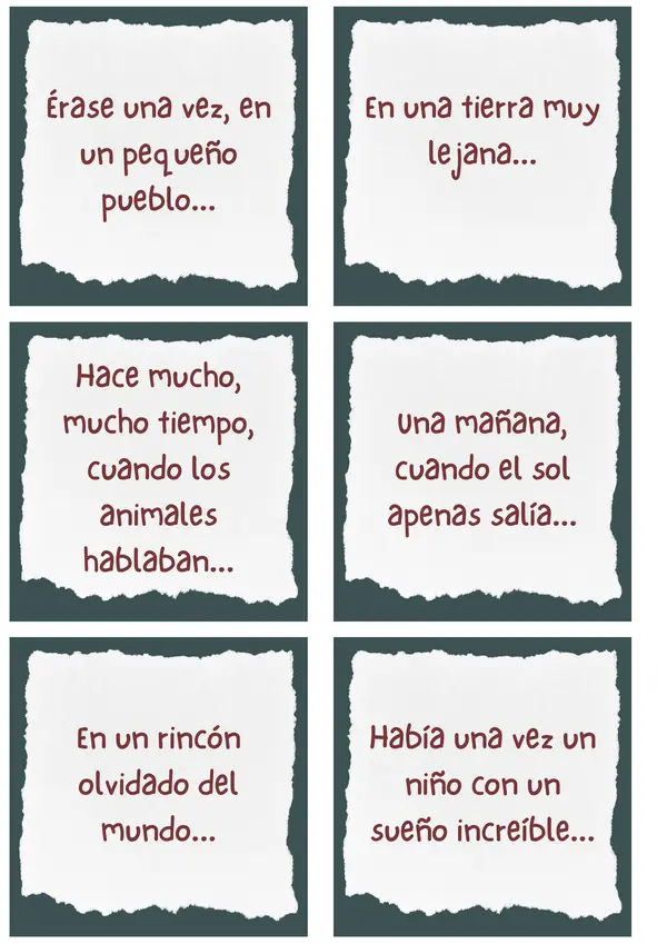 Tarjetas de escritura creativa
