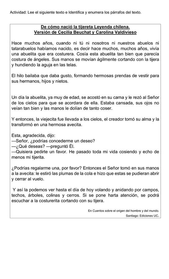 Guía comprensión lectura "localizar"