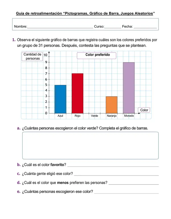 Guía de retroalimentación "Juegos Aleatorios, gráfico de barras y Pictograma"