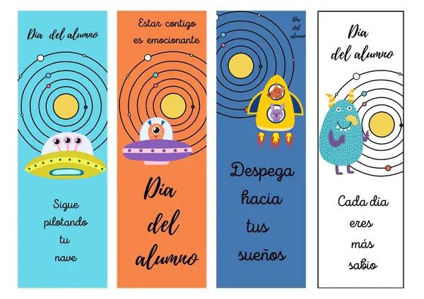 MARCAPÁGINAS FRASES ESPACIALES DÍA DEL ESTUDIANTE