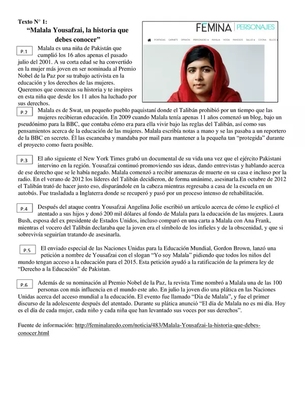 Evaluación CL-PT texto Malala