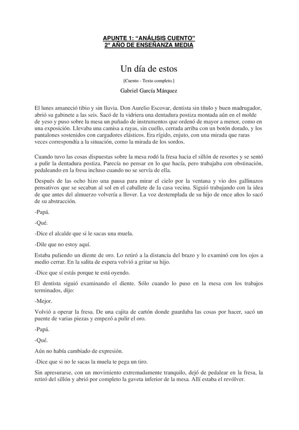 GUIA ANALISIS DE CUENTO, CUARTA UNIDAD, LENGUAJE, 2 MEDIO