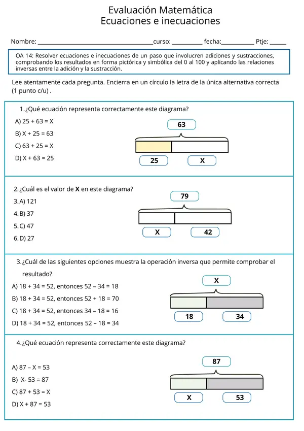 Prueba Ecuaciones e inecuaciones