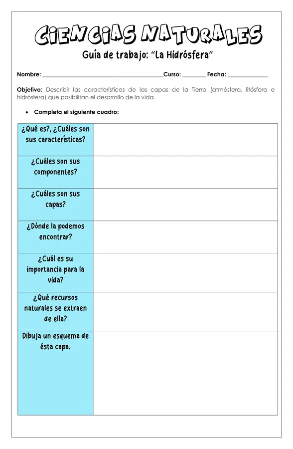 Guía de trabajo - Hidrósfera